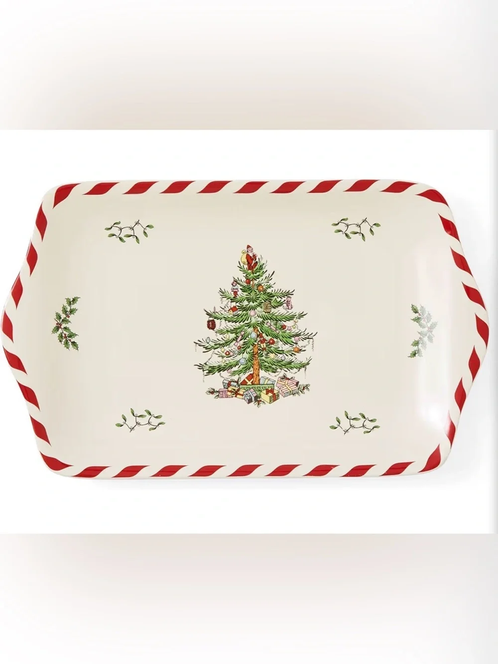 Spode Christmas Tree Porcelain Peppermint Dessert/Serving Tray , 12